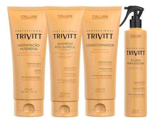 Kit Shampoo+ Condicionador+ Hidratação+fluido Escova-trivitt