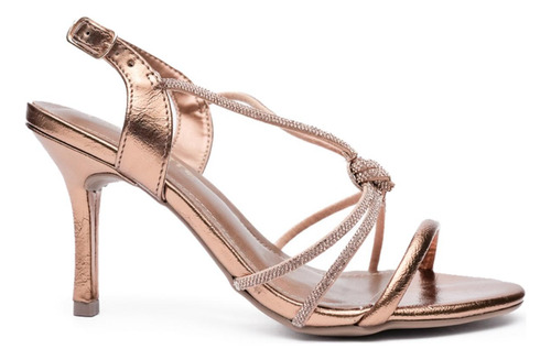 Sandália Via Marte Strass Salto Fino Feminina - Dourado
