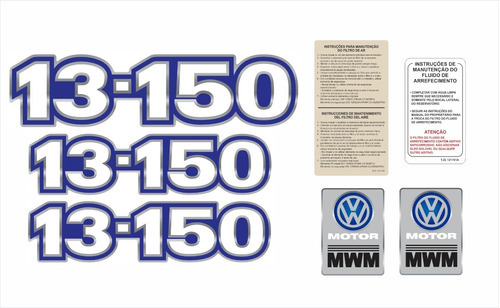Kit Adesivo Volkswagen 13-150 Emblema Mwm Caminhão Cmk37 Cor Padrão