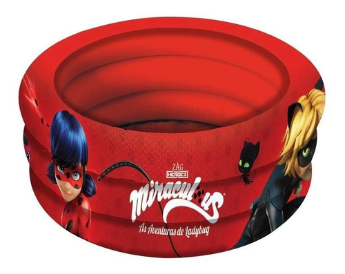 Piscina Inflável Ofurô 38litros Ladybug Cat Noir Miraculous