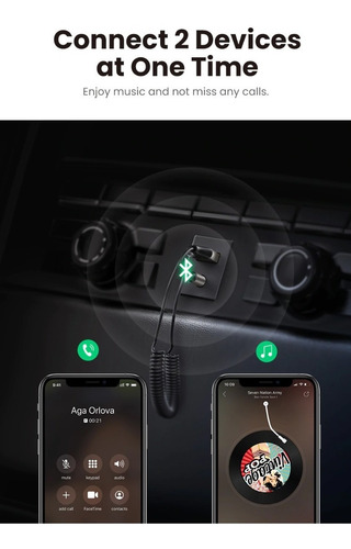 Imagen 3 de 9 de Adaptador Receptor Usb Bluetooth 5.0 Jack 3.5mm Auto Ugreen