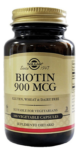 Solgar Biotin Sin Gluten Apto Vegetarianos Cabello Uñas Piel