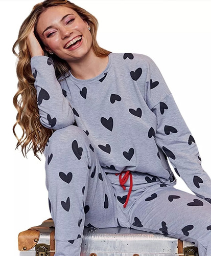 Imagen 4 de 7 de Pijama Mujer Invierno Corazones Jaia