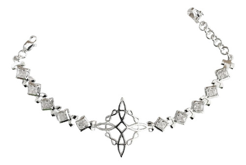 Pulsera Ajustable Nudo De Bruja Zirconias Grandes Plata 925