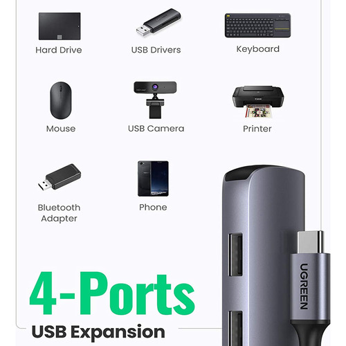 Hub Usb-c 5 En 1 Ugreen 4 Usb-a 3.0 Y 1 Hdmi 4k 5gbps