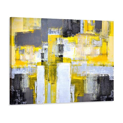 Decoración Mi Abstract Wall Art Amarillo Grey Muralla X1xto