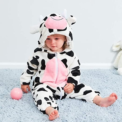 Pijama Polar Y Disfraz Vaca Enterito Polar Bebés Niños
