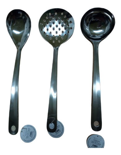 Set Inoxi 3 Piezas Cuchara Arroz Cucharón Salsa Y Espumadera