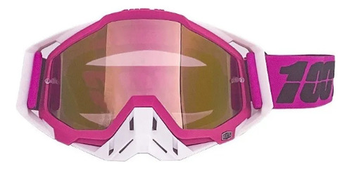 Gafas De Motocross Gafas De Motocicleta Lente Naranja Claro Armazón Rosa Claro Talla Código Medio