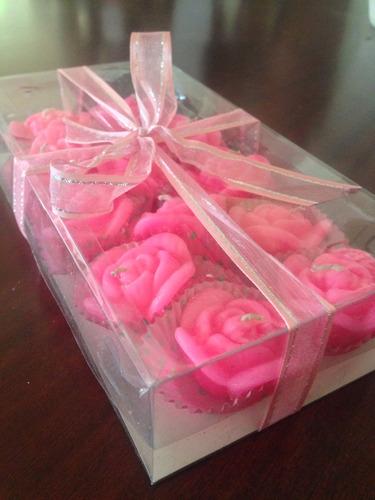 Paquete Con 12 Velas De Rosa 4 Cm Regalos Recuerdos