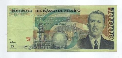 Billete Mexico 10000 Mil Pesos 1985