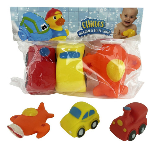 Chifles De Baño Vehiculos X3 Juguete Para Agua Infantil 8cm