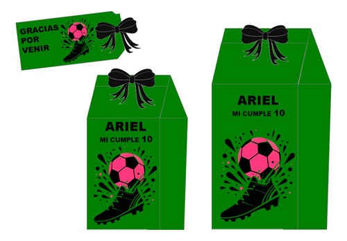 Kit Imprimible Cajas Milk + Tag + Moño: Fútbol
