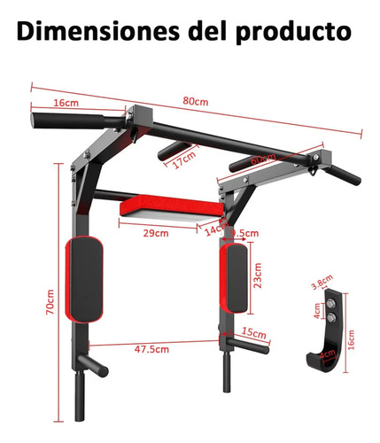 Barra Dominada Ejercicios Push Multifuncional Pared Gym 8en1