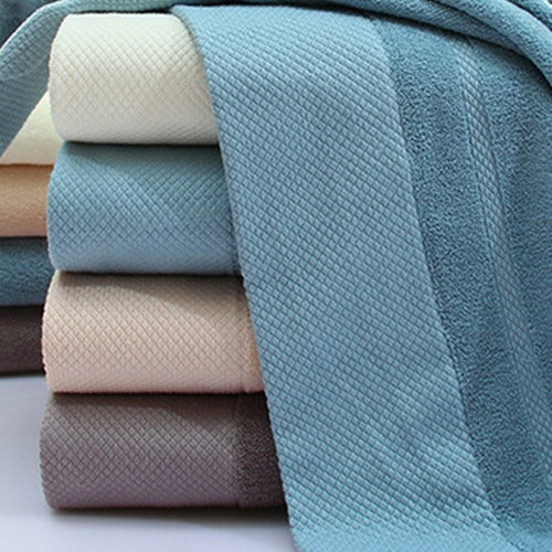 (w)cotton Bath Towel Solid Color Absorbent Washcloth Shower