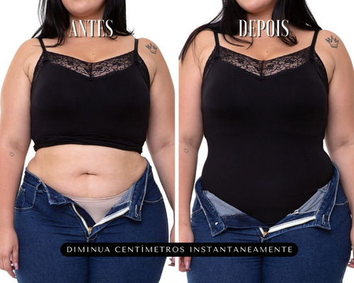 Cinta Modeladora Blusa Aperta/seca Barriga Abdomen Renda
