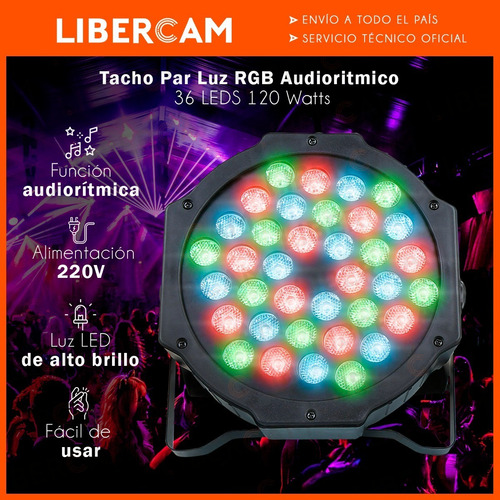 Luz Proton Par 36 Luces Dj Audioritmica Dmx Iluminacion Led