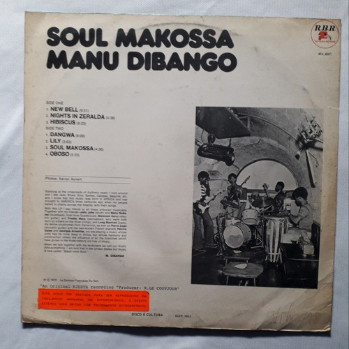 Lp Soul Makossa / Manu Dibango / 1973 / Nacional (Usado)