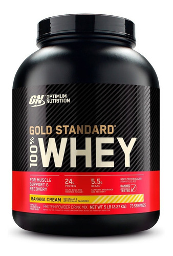 Imagen 1 de 2 de Suplemento en polvo Optimum Nutrition Proteína Gold Standard 100% Whey proteína sabor banana cream en pote de 2.27kg