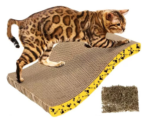 Rascador Para Gatos Carton Corrugado Rascador Con Catnip Onda Gato Gimnasio Marrón Claro