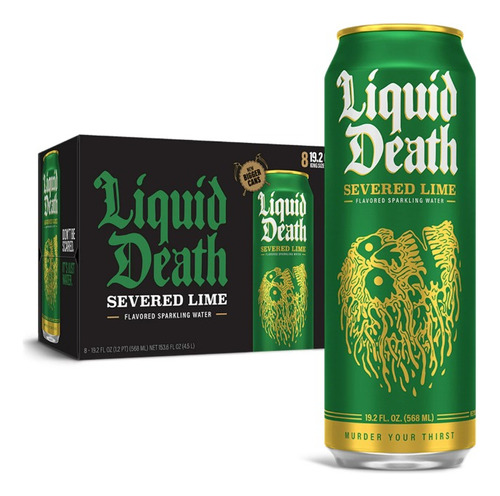 Liquid Death Sparkling Severed Lime Chainsaw 8 Pack 568 Ml