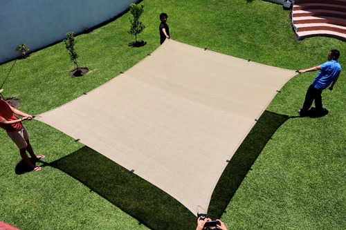 Malla Sombra 3.2x5.6 90% Beige Raschel Jaladeras