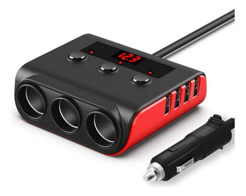 Cargador Coche 100w Alta Potencia 3 Tomas Usb Led 12/24v