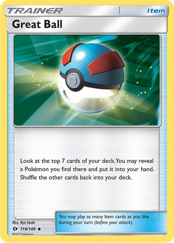 Cartas Pokemon Sun Item Great Ball 119/149