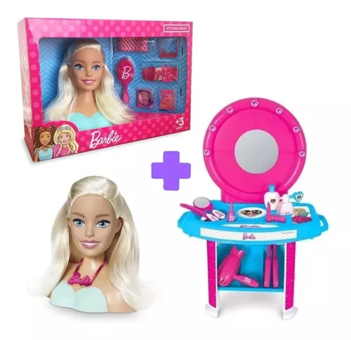 Kit Infantil Brinquedo Menina Busto Barbie Com Maquiagem