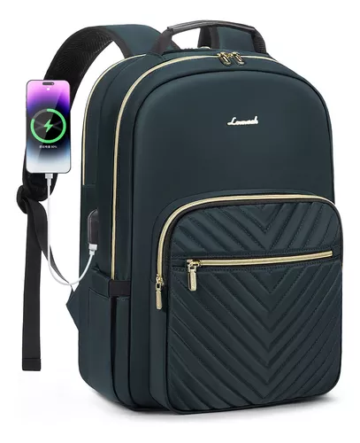 Mochila para laptop para mujer, mochila para profesores de trabajo  universitario para laptop de 15.6 pulgadas con puerto de carga USB, mochila