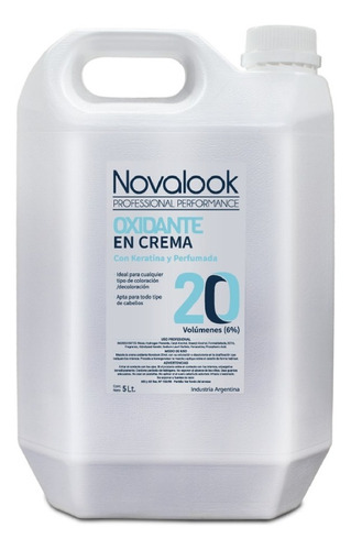  Oxidante En Crema Novalook Con Keratina 20 Volumenes 5 Litro Tono