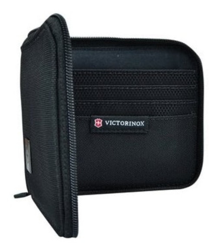 Billetera Victorinox Zip-Around color black de nailon - 10cm x 11cm x 1cm