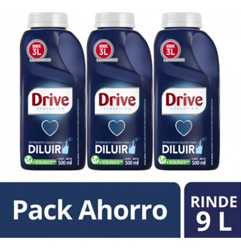 Pack 3 Drive Para Diluir Detergente Líquido 500ml Rinde 3lt