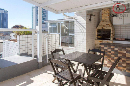 Imagem 2 de 30 de Cobertura Com 3 Dormitórios, 3 Suite, 2 Vagas Demarcas À Venda, 230 M² Por R$ 1.500.000 - Aparecida - Santos/sp - Co0113
