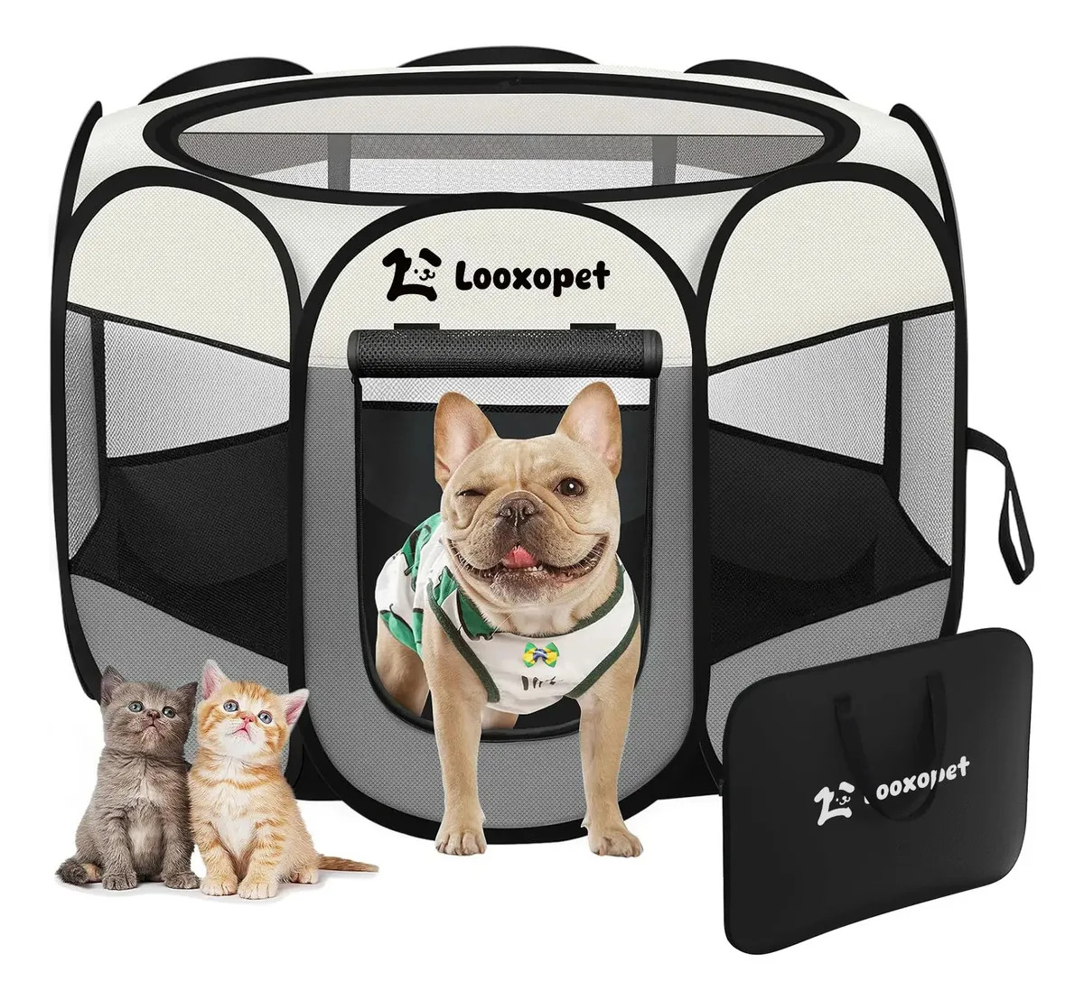 Cercado Para Cachorros Gatos Cercadinho Pet Grande Dobrável Portátil M 91×91×58cm C/Capa De Viagem