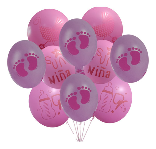 12 Globos Látex Para Baby Shower- Es Una Niña Globifiesta