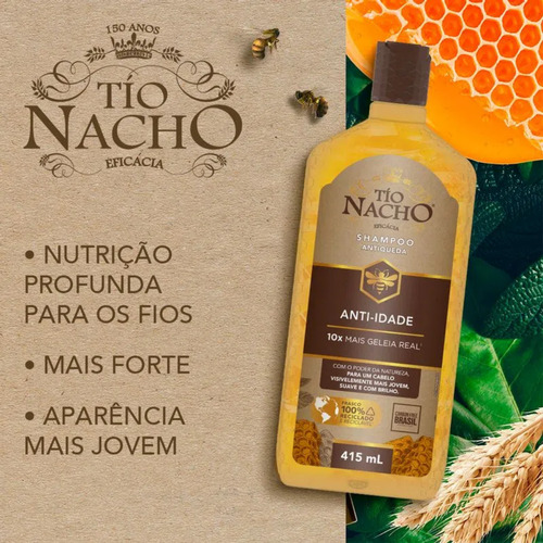 Shampoo Anti-idade Cabelo Finos E Com Queda Tio Nacho 415ml