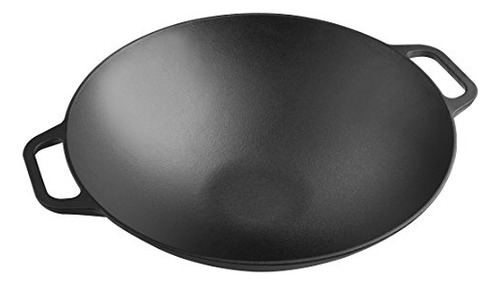 Wok De Hierro Fundido Con Asas De Bucle 14 Pulgadas Black