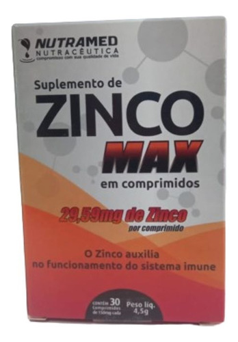 Zinc En Comprimidos De 30mg,auxilia La Produc. Testosterona