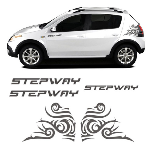 Kit Faixas Sandero Stepway 2012 + Adesivo Tribal Grafite