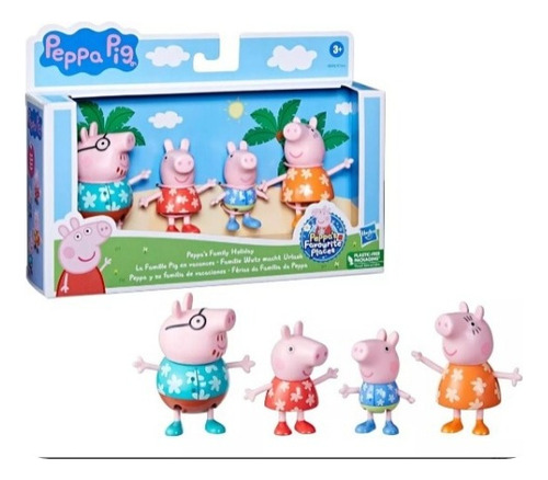 Peppa Pig Family Holiday 4 Figuras En Pijama Original 