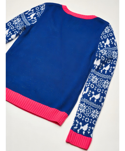 Blizzard Bay Suéter Feo De Navidad Para Niñas, Color Azul/rosa/caniche