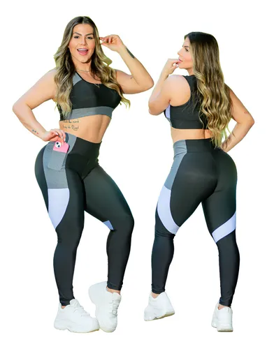 comprar Conjunto Academia Feminino Calça Legging Cropped Sem Bojo