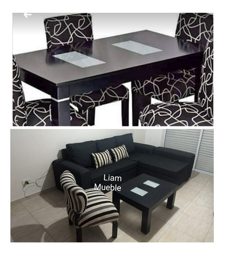 Combo Juego Living Y Comedor Sillon 3 Cuerpos+mesa 4 Sillas 