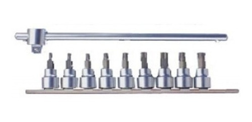 Llave Dado Crossman Tamper Proof Torx3/8 Dr Jgo 10 Pzs 