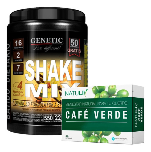 Reemplaza Comida Dieta Shake Mix Genetic Quemador Café Verde