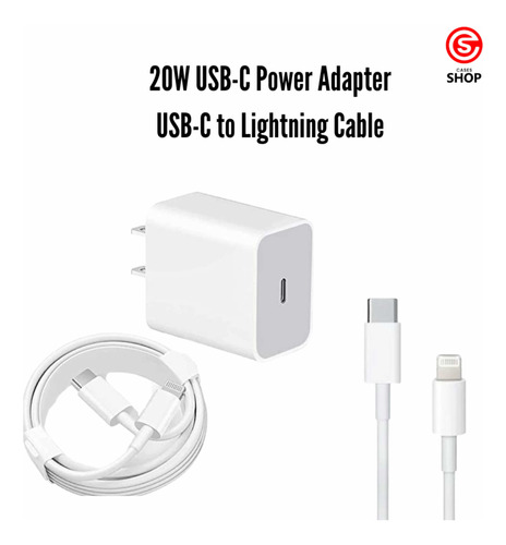 Carga Rápida 20w. Entrada Lightning. Incluye Taco Y Cable