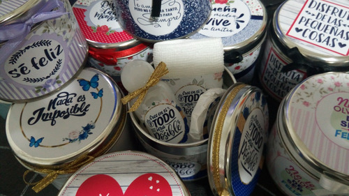 Souvenirs Set En Lata + Jabón +toalla + Crema Frases X 10