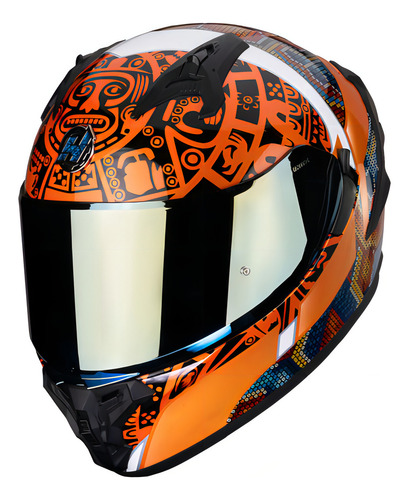 Capacete de motocicleta Hax Obsidian 2.0 Huichol Gold Dot + Ece 22.06 S