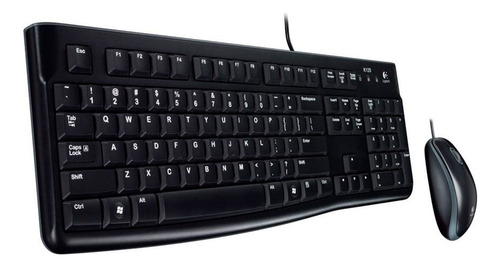 Kit de teclado y mouse Logitech MK120 Español Latinoamérica de color negro